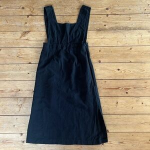 Olive cotton/linen apron-style dress